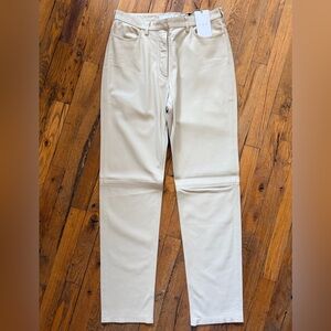 IRO Luxurious Women’s Cream Leather Trousers NWT EU Sz 40 US Sz 8 Straight Leg
